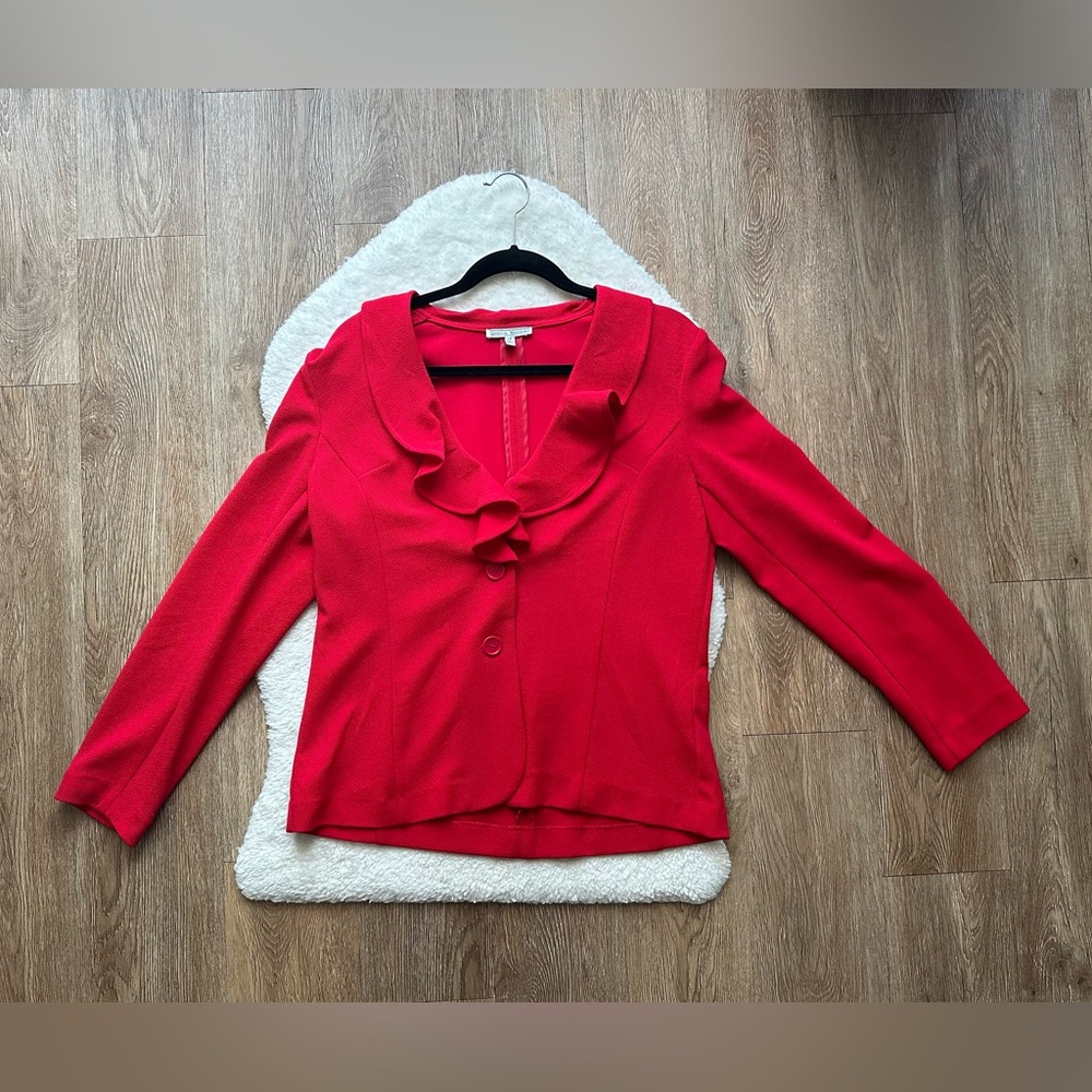 Vintage Donna Moore Red Ruffled Women’s Blazer
